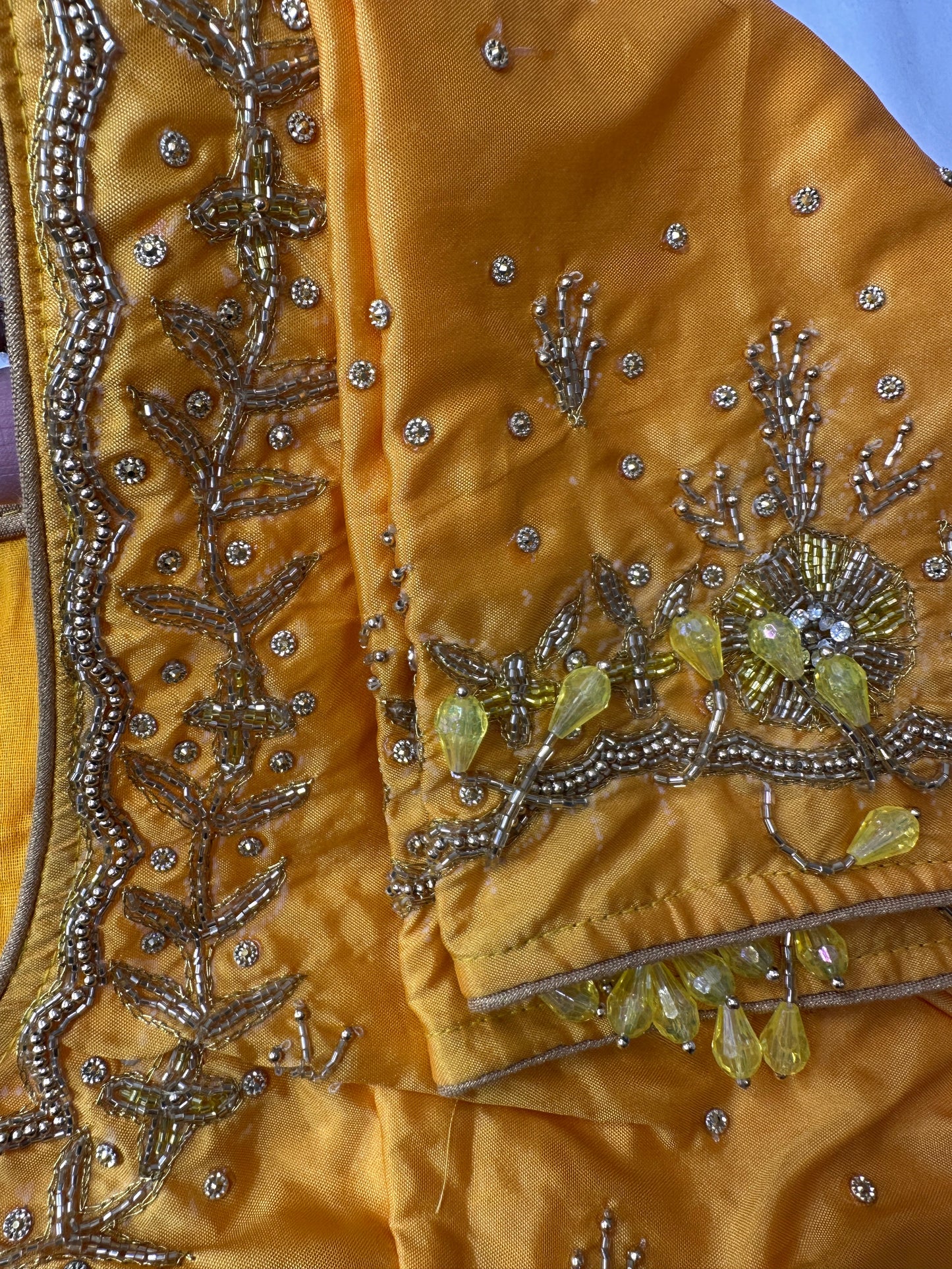 Yellow Silk Blouse Maggam aari work