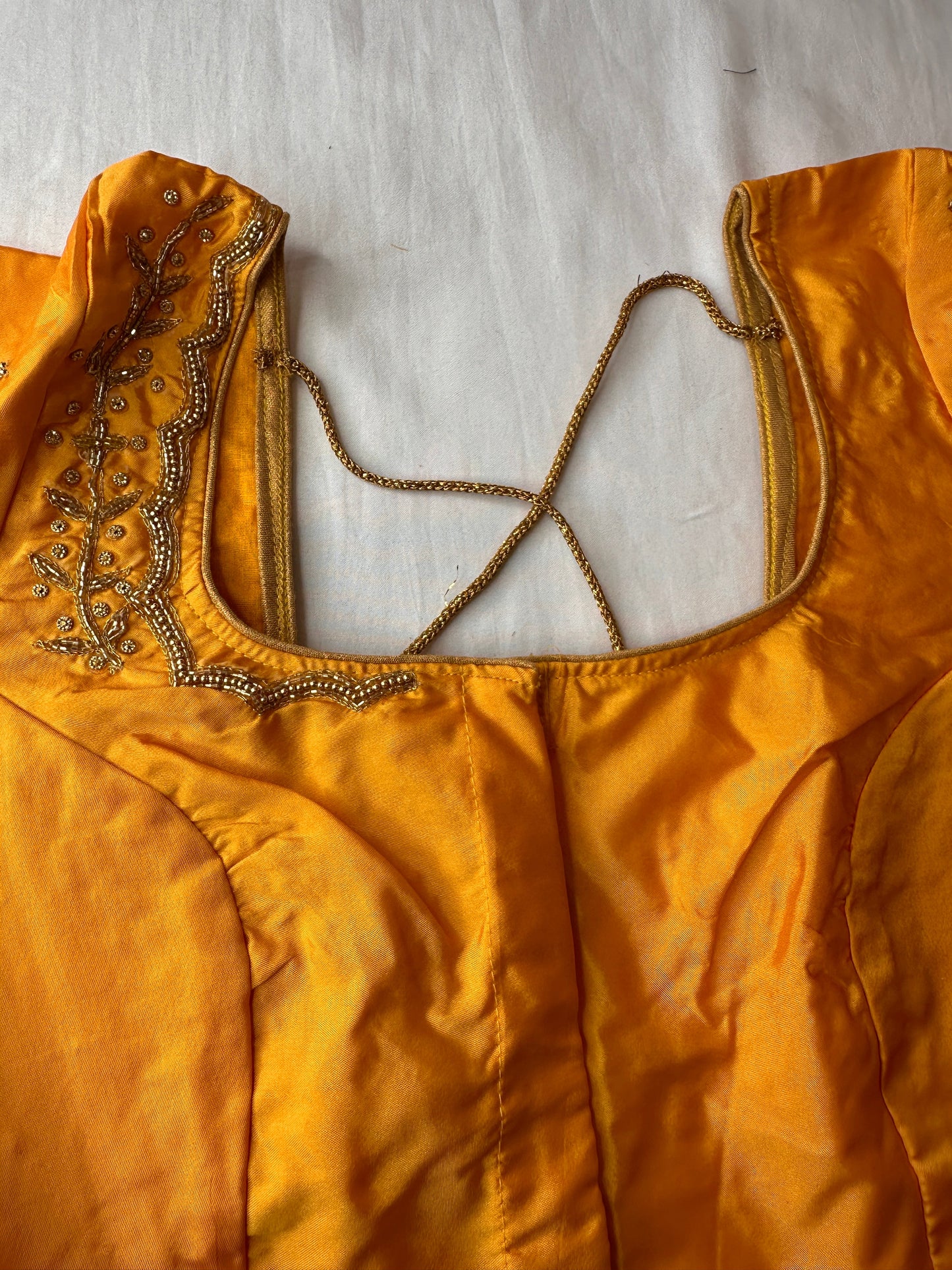 Yellow Silk Blouse Maggam aari work