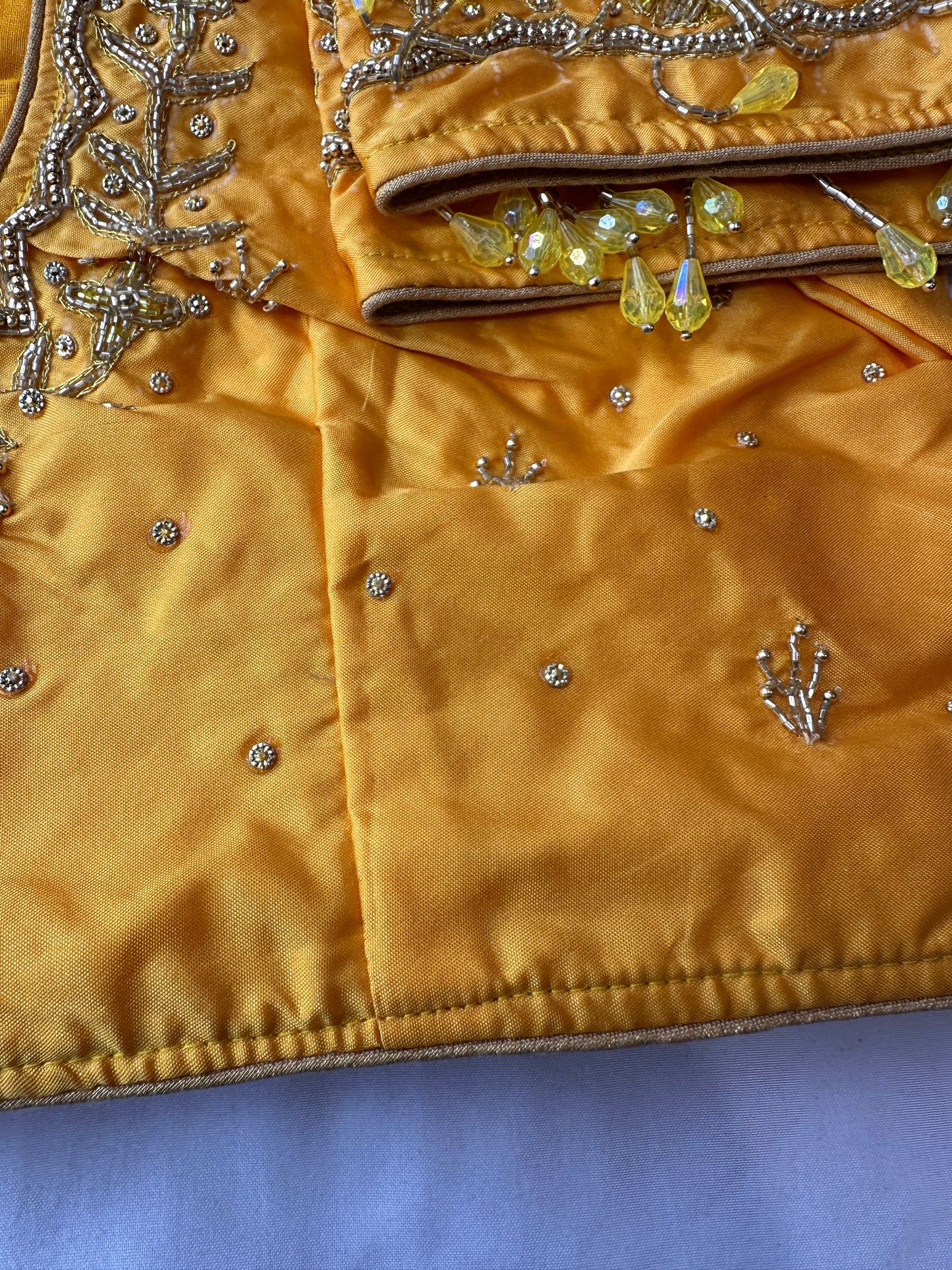 Yellow Silk Blouse Maggam aari work