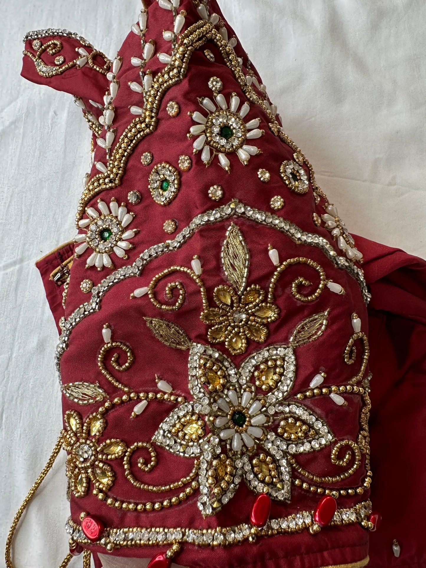 Marron Red Maggam aari Silk Blouse work