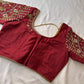 Marron Red Maggam aari Silk Blouse work