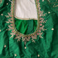 Green Maggam aari Silk Blouse work