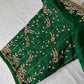Green Maggam aari Silk Blouse work
