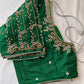 Green Maggam aari Silk Blouse work