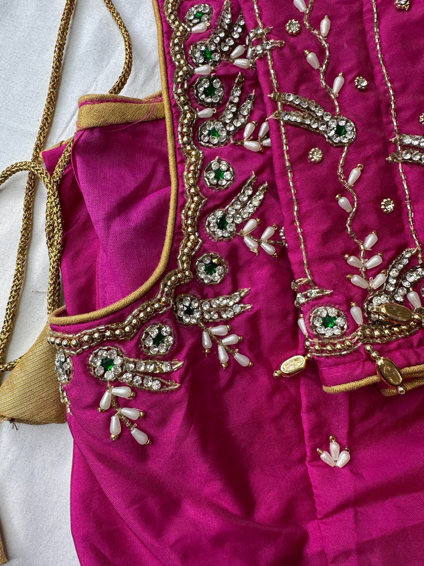 Pink Maggam aari Silk Blouse work
