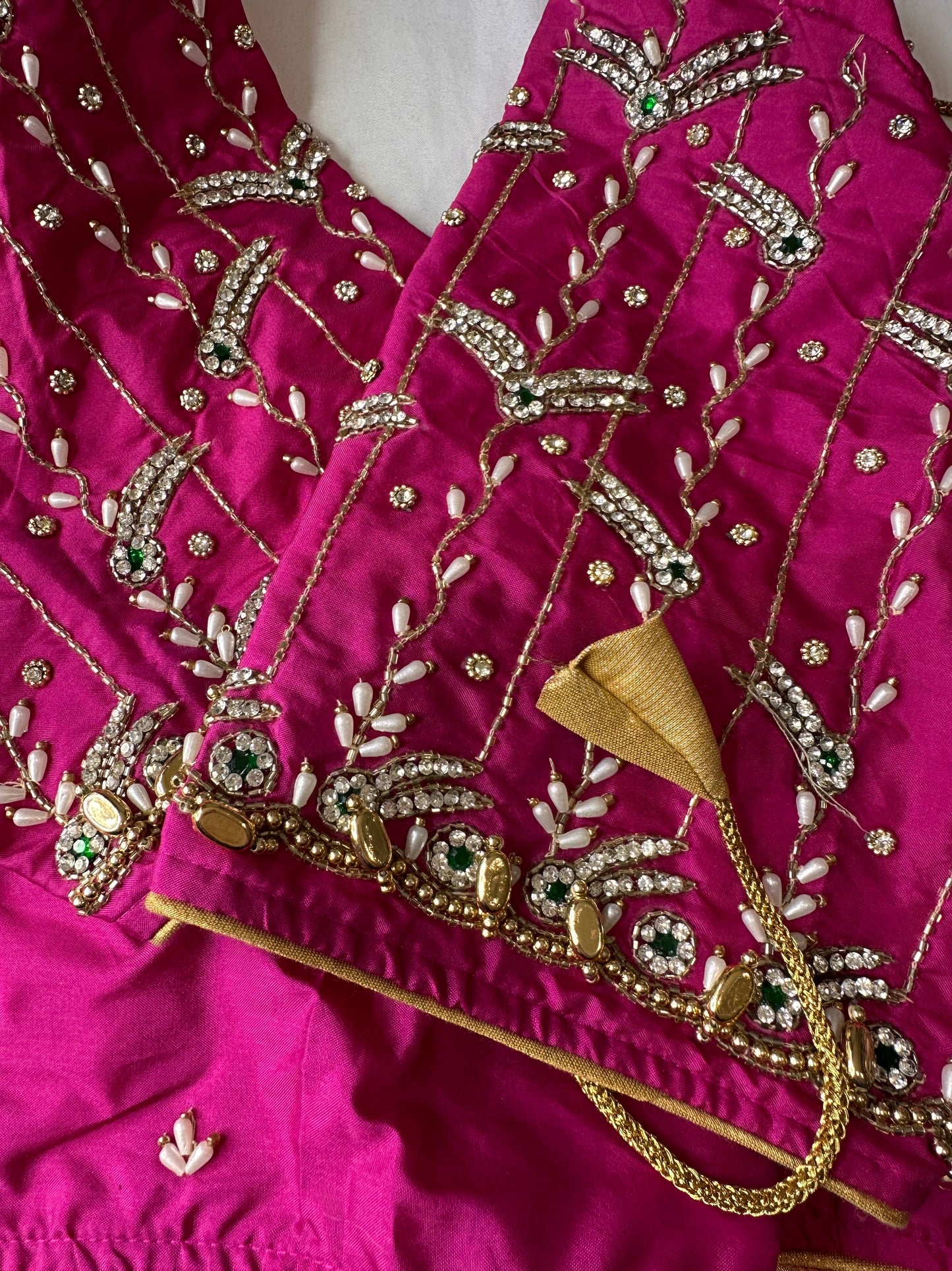 Pink Maggam aari Silk Blouse work