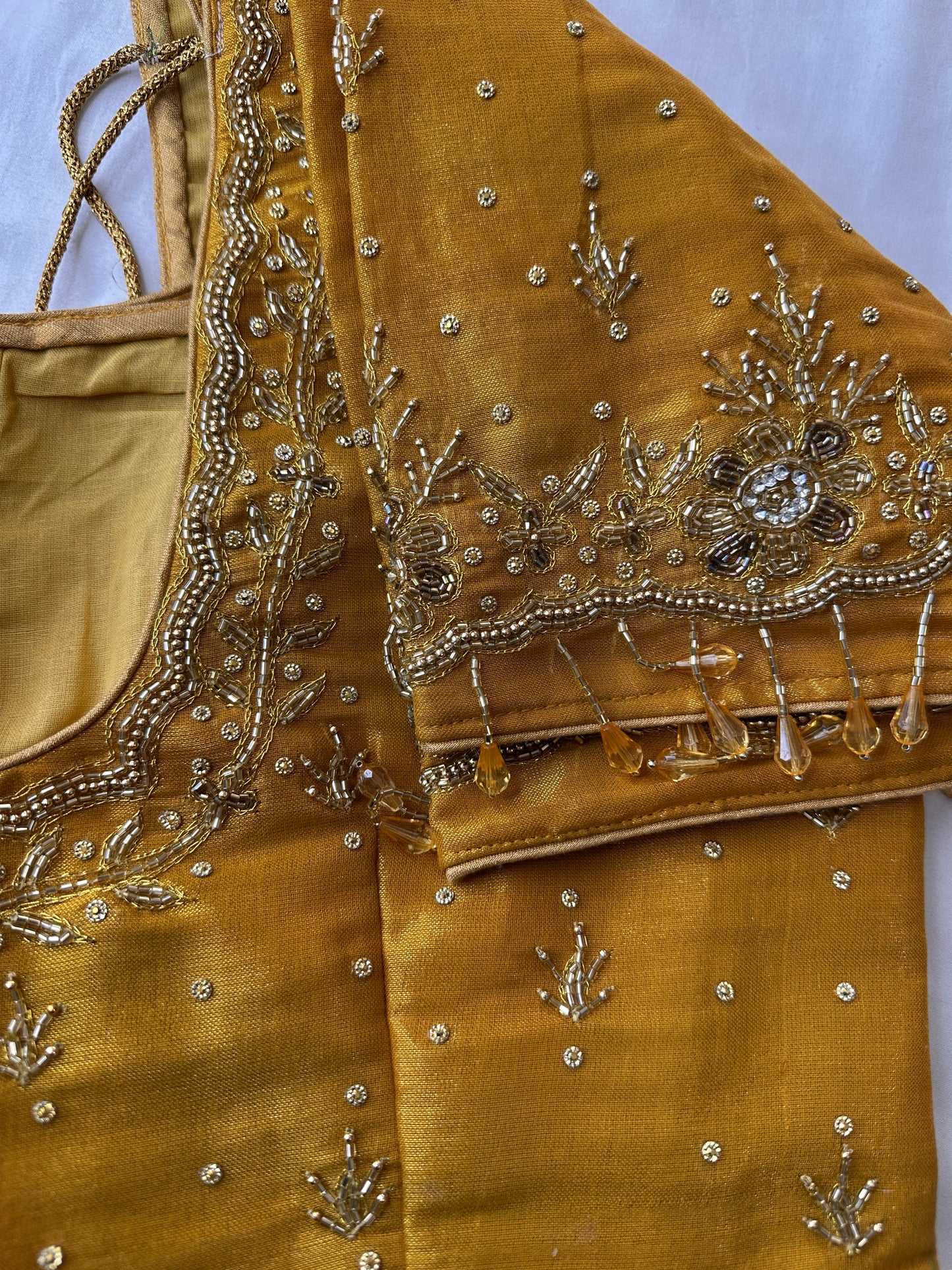 Golden Maggam aari Silk Blouse work