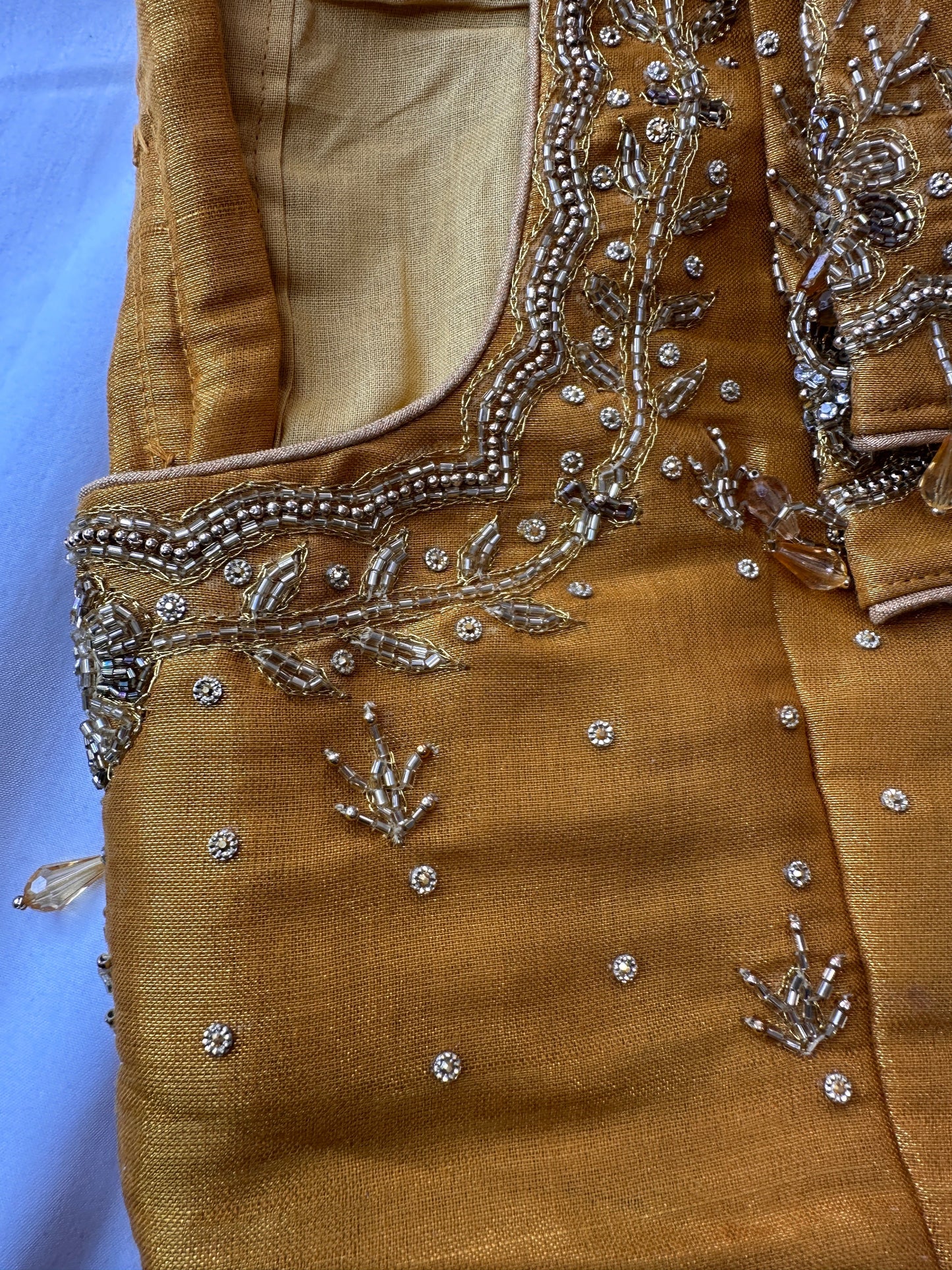 Golden Maggam aari Silk Blouse work