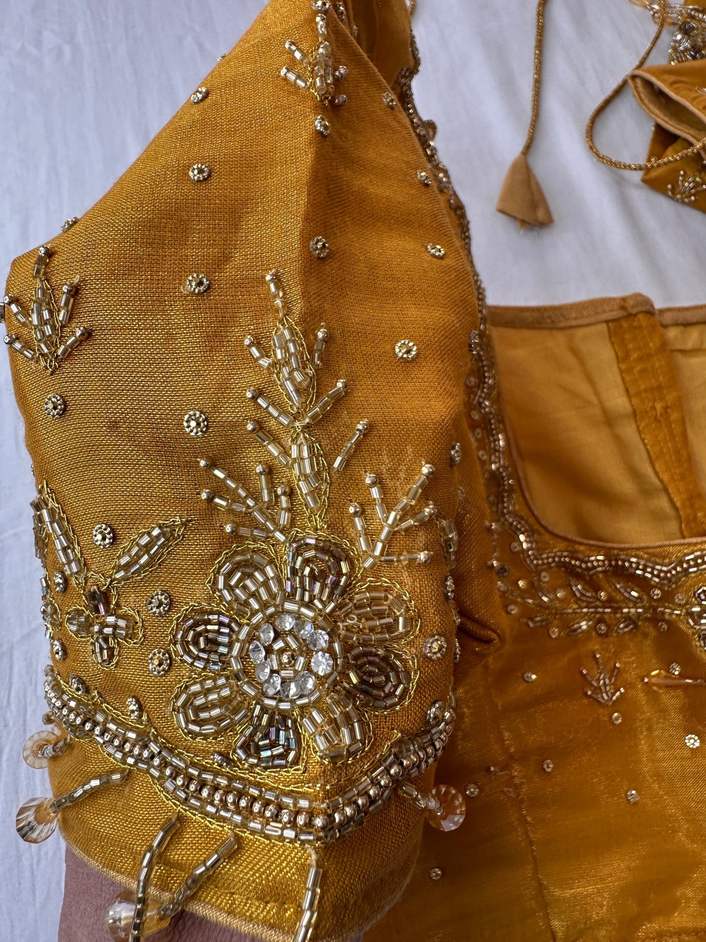 Golden Maggam aari Silk Blouse work