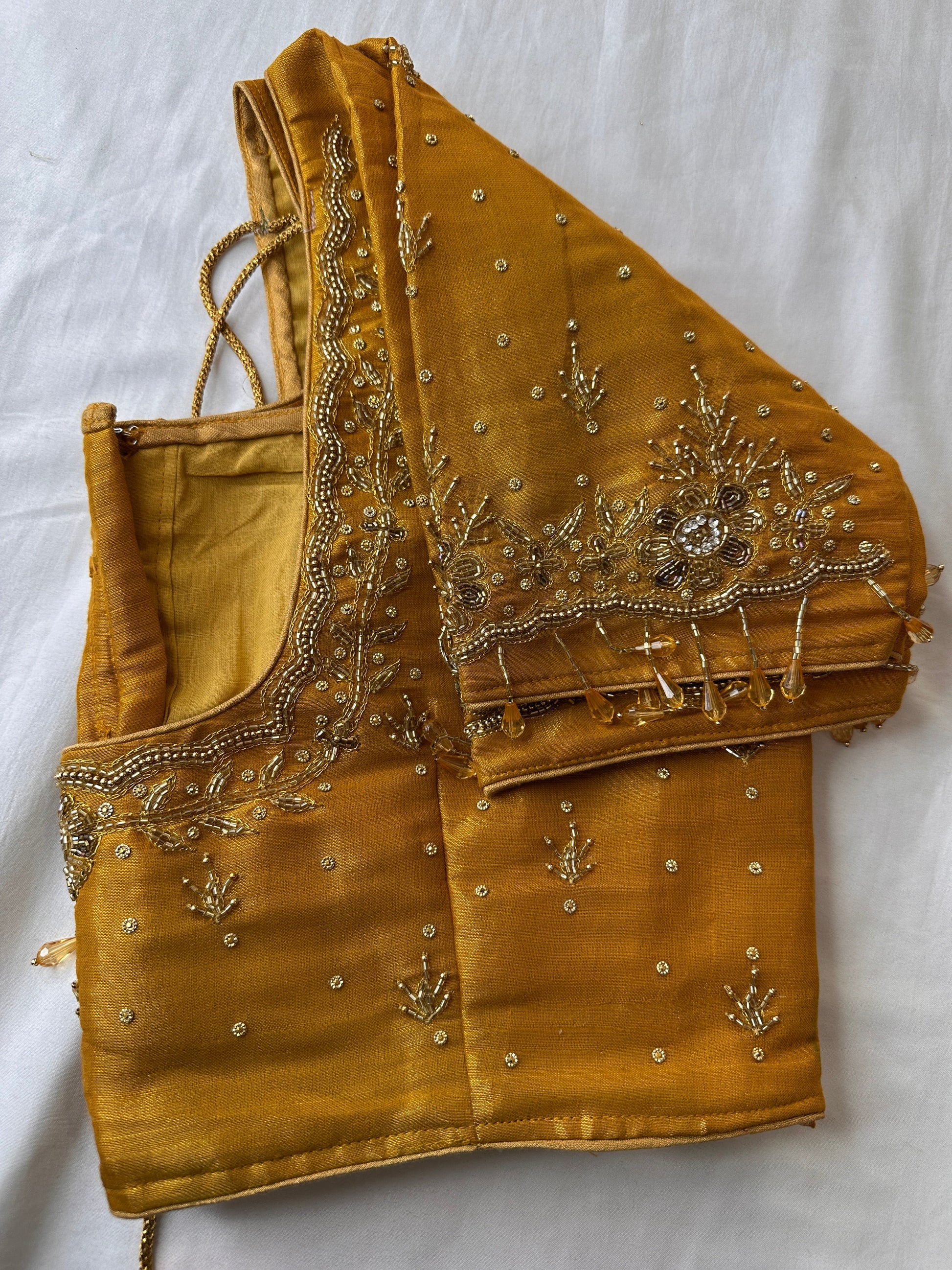 Golden Maggam aari Silk Blouse work