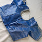 Blue Silk Blouse with mirror and aari work
