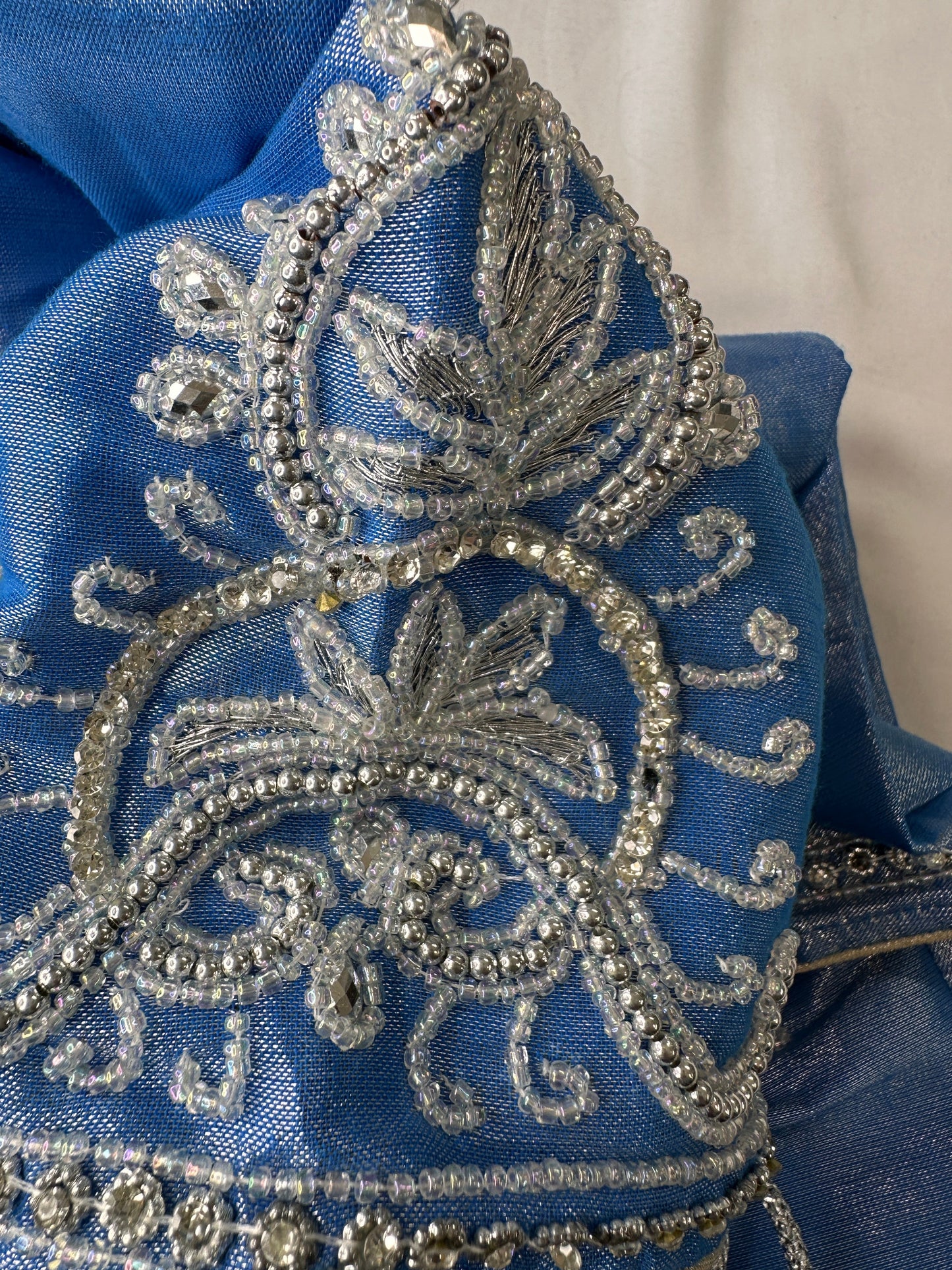 Blue Silk Blouse with mirror and aari work