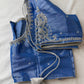 Blue Silk Blouse with mirror and aari work