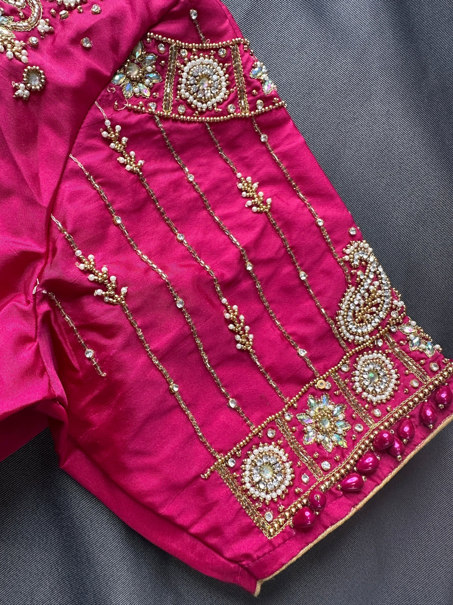 Pink Silk Maggam Aari Work Blouse