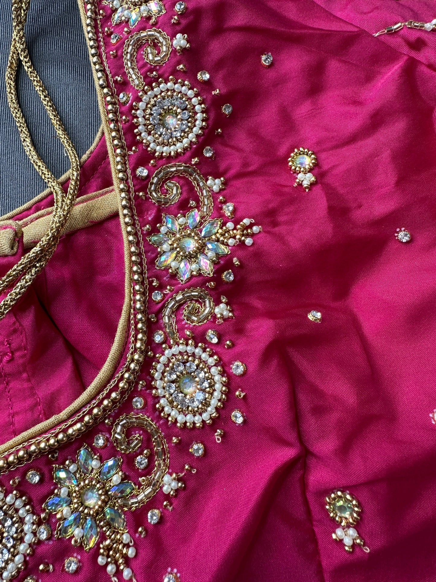 Pink Silk Maggam Aari Work Blouse