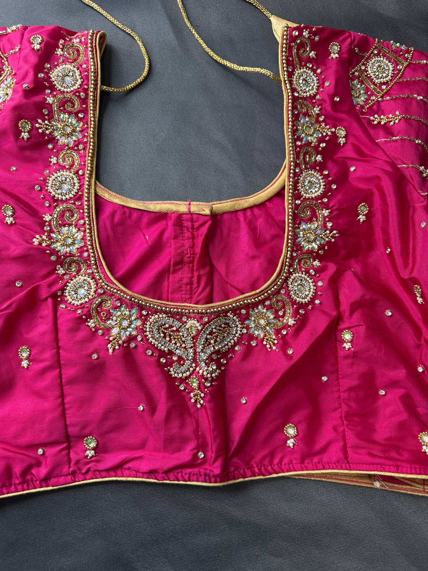 Pink Silk Maggam Aari Work Blouse