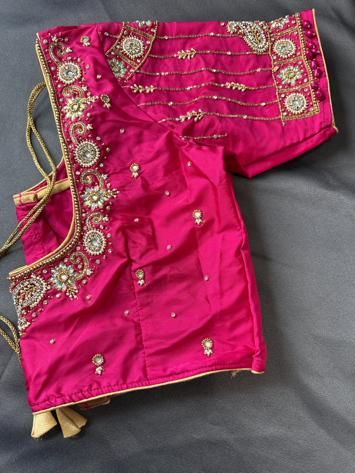 Pink Silk Maggam Aari Work Blouse
