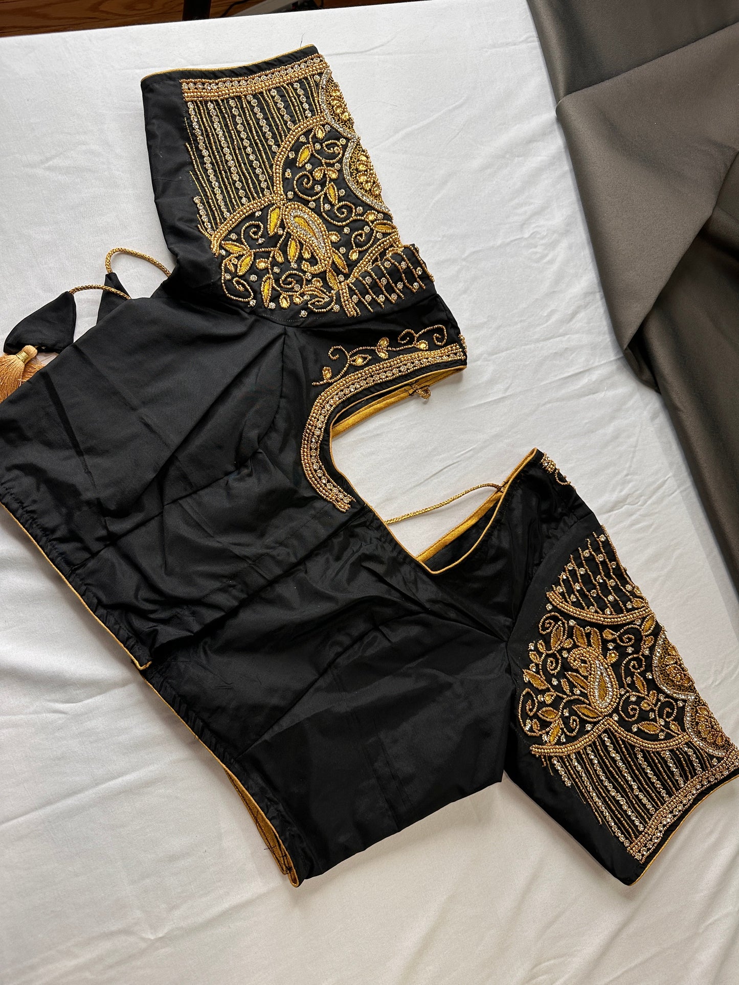 Black Silk Maggam Aari Work Blouse