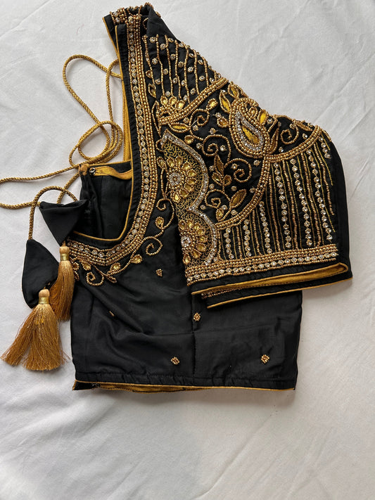 Black Silk Maggam Aari Work Blouse