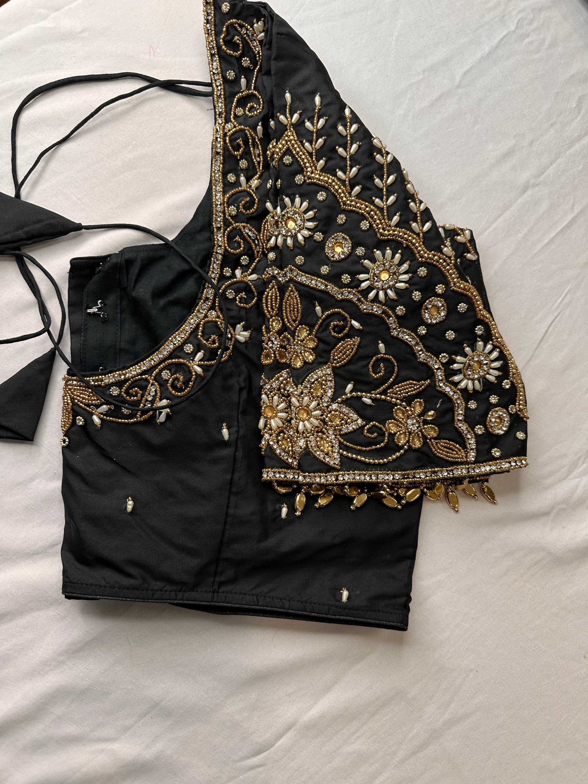 Black Silk Maggam Aari Work Blouse