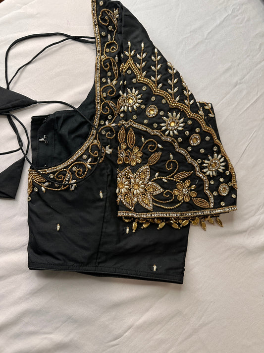 Black Silk Maggam Aari Work Blouse