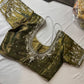 Olive Green Tissue Silk Maggam Aari Work Blouse