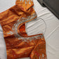 Orange Tissue Silk Maggam Aari Work Blouse