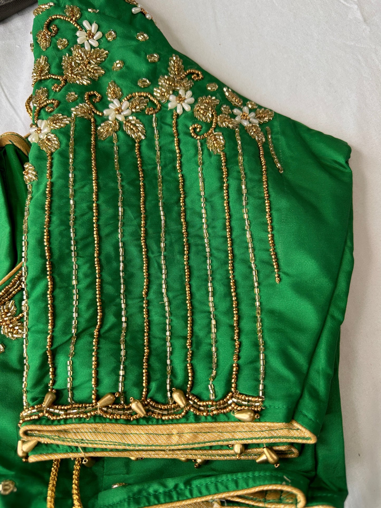 Green Silk Maggam Aari Work Blouse