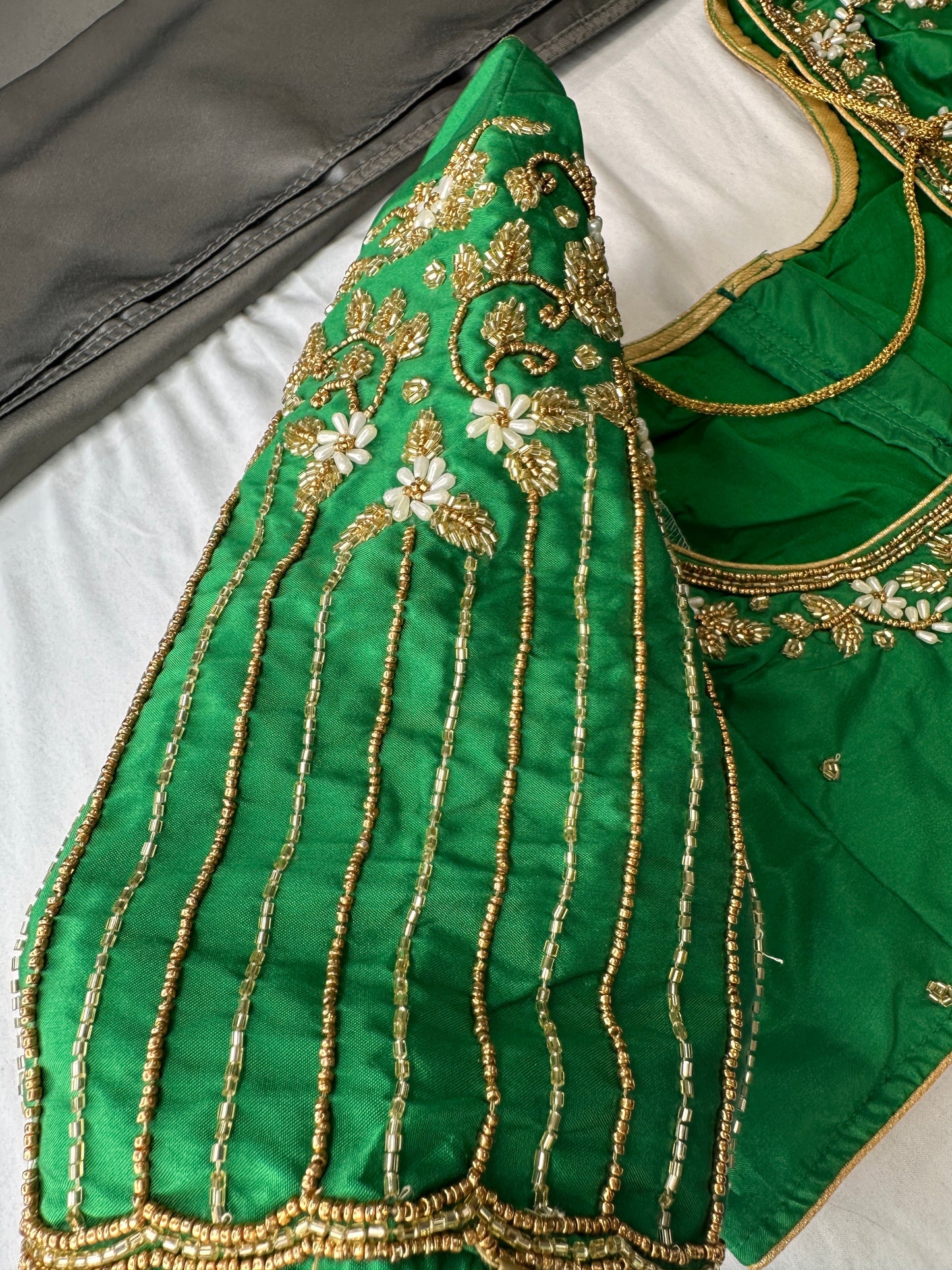 Green Silk Maggam Aari Work Blouse