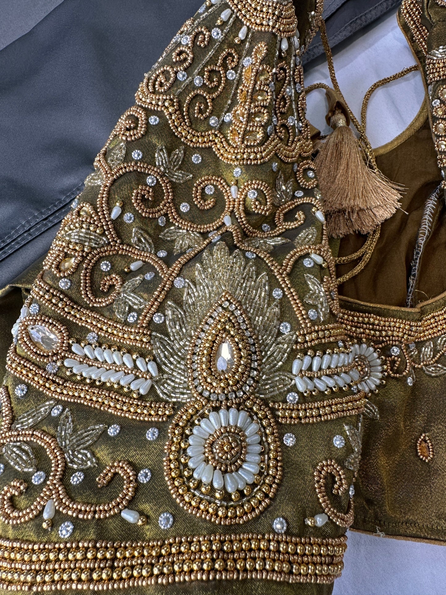 Mehendi Green Silk Maggam Aari Work Blouse