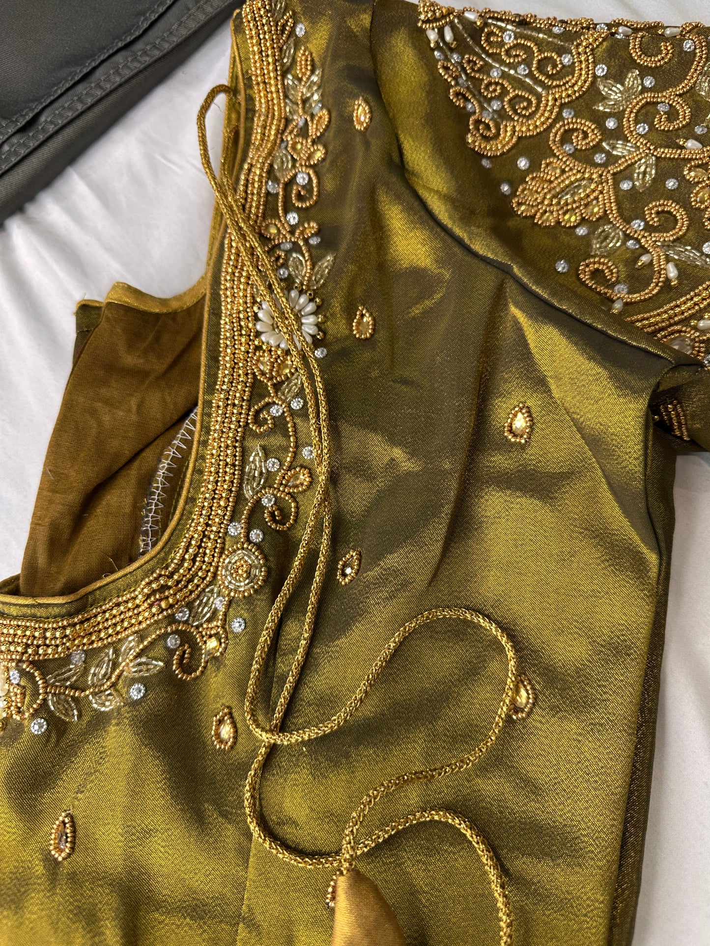 Mehendi Green Silk Maggam Aari Work Blouse
