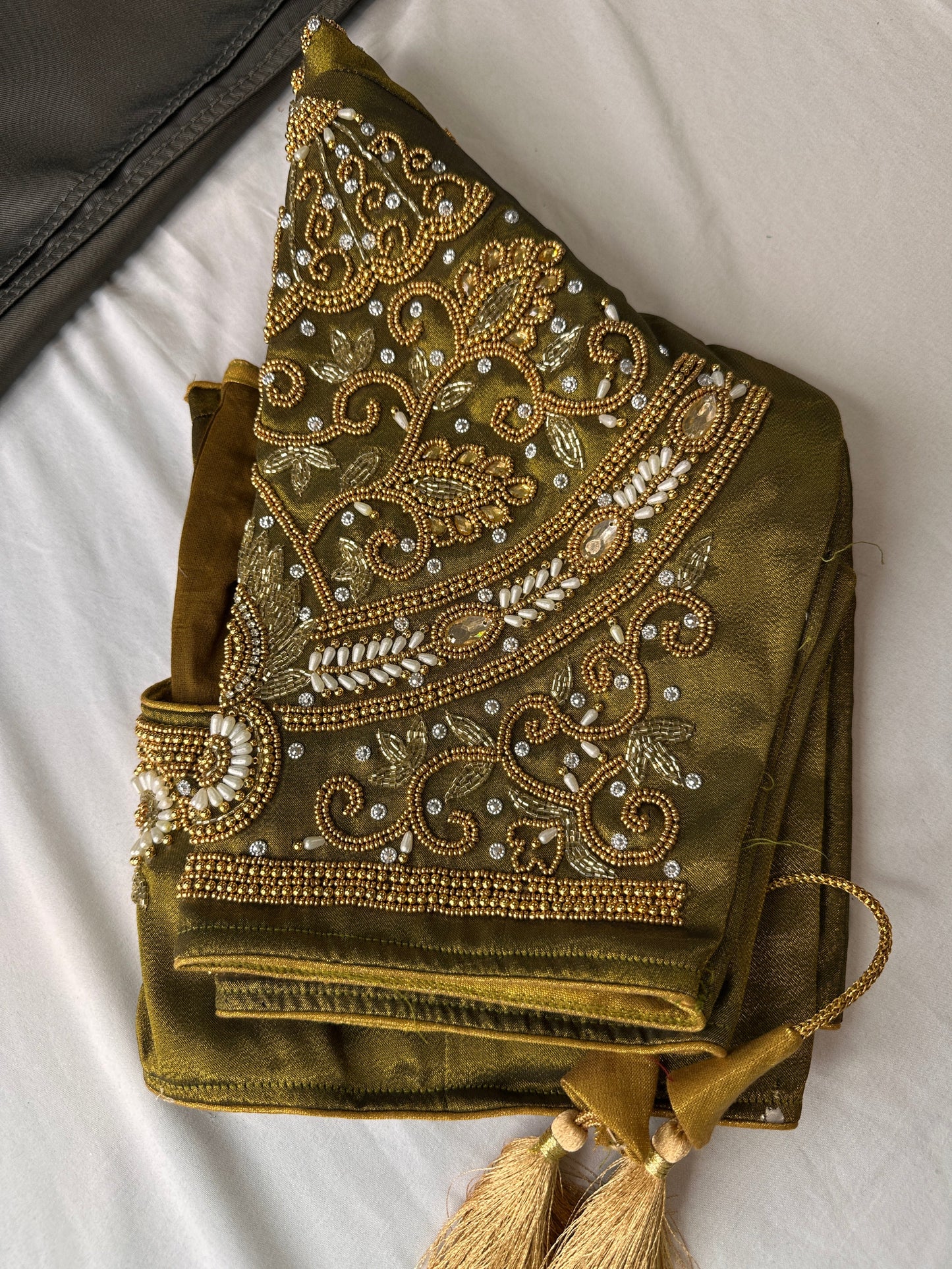 Mehendi Green Silk Maggam Aari Work Blouse