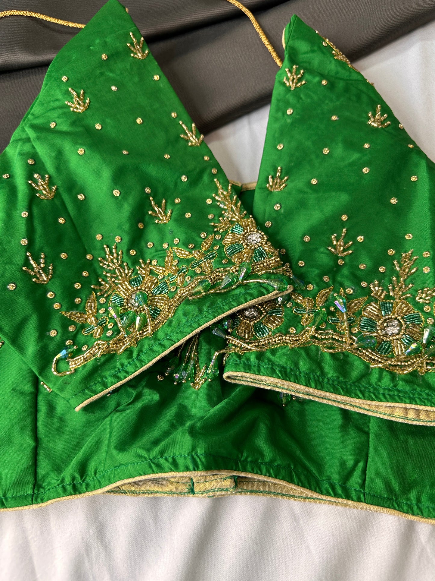 Green Silk Maggam Aari Work Blouse