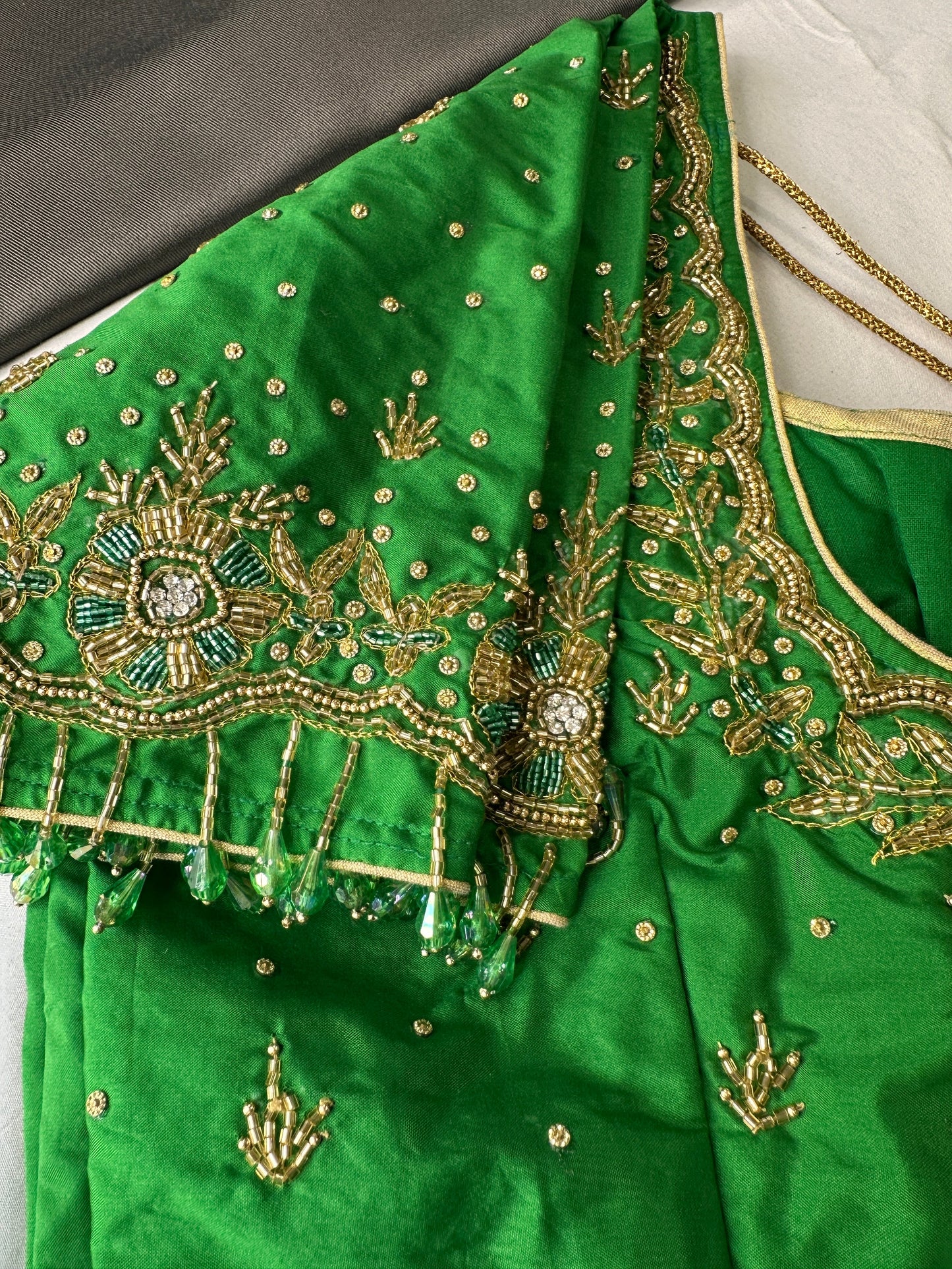 Green Silk Maggam Aari Work Blouse