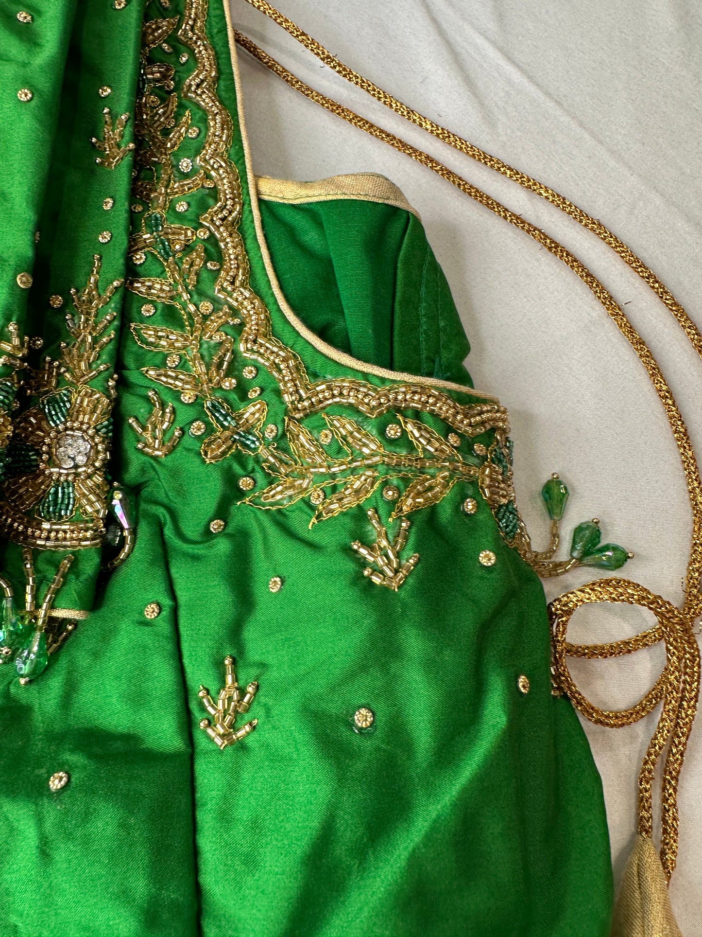 Green Silk Maggam Aari Work Blouse