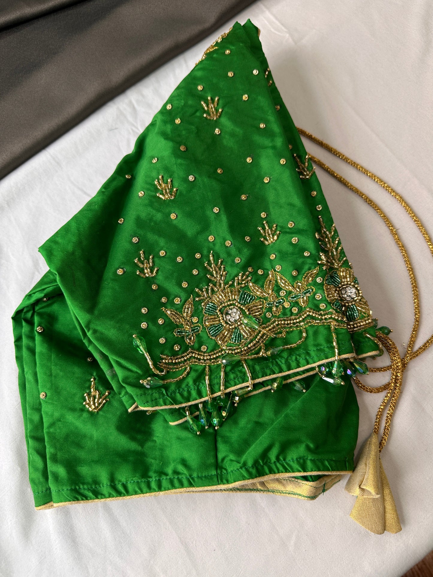 Green Silk Maggam Aari Work Blouse