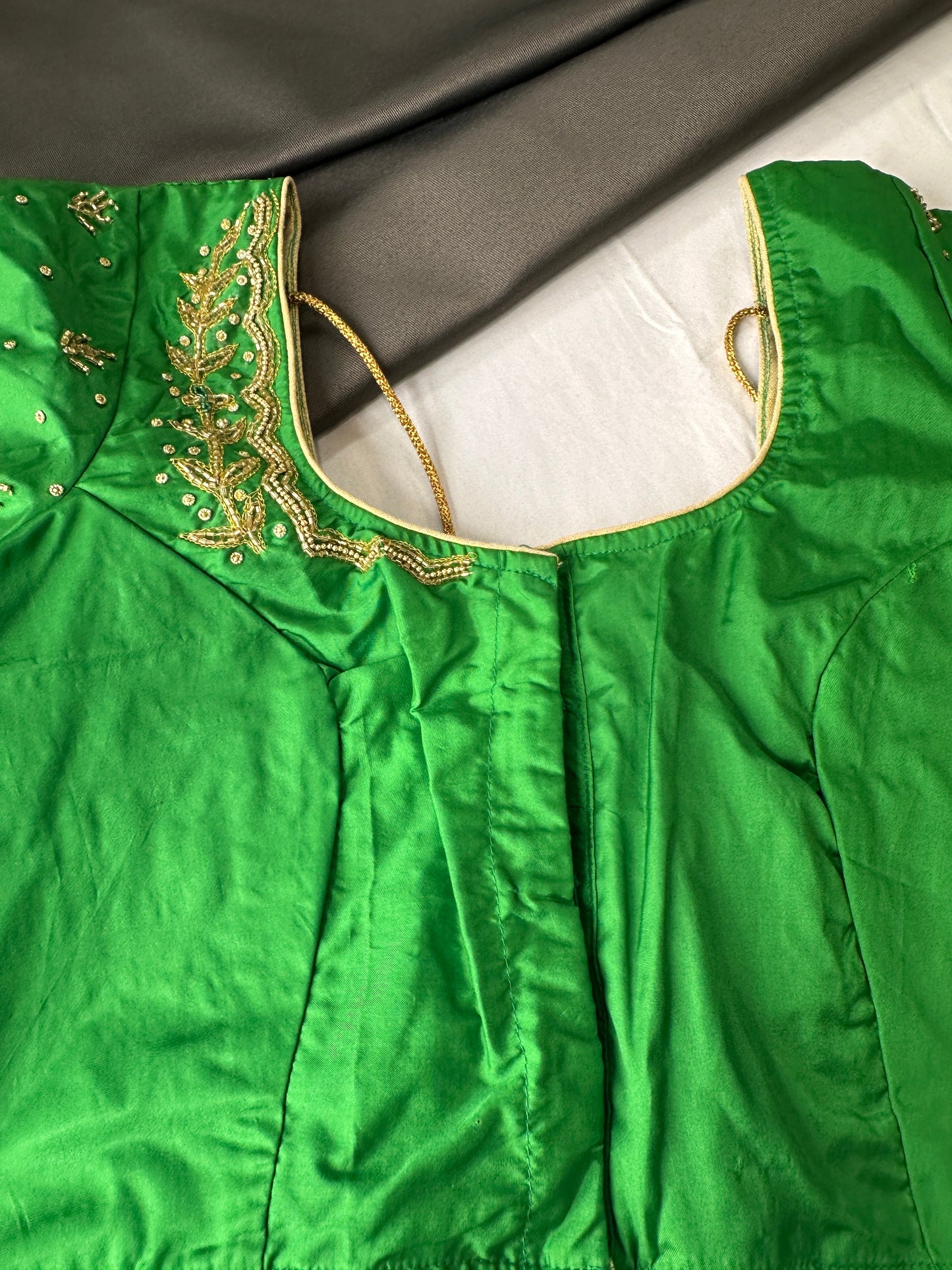 Green Silk Maggam Aari Work Blouse