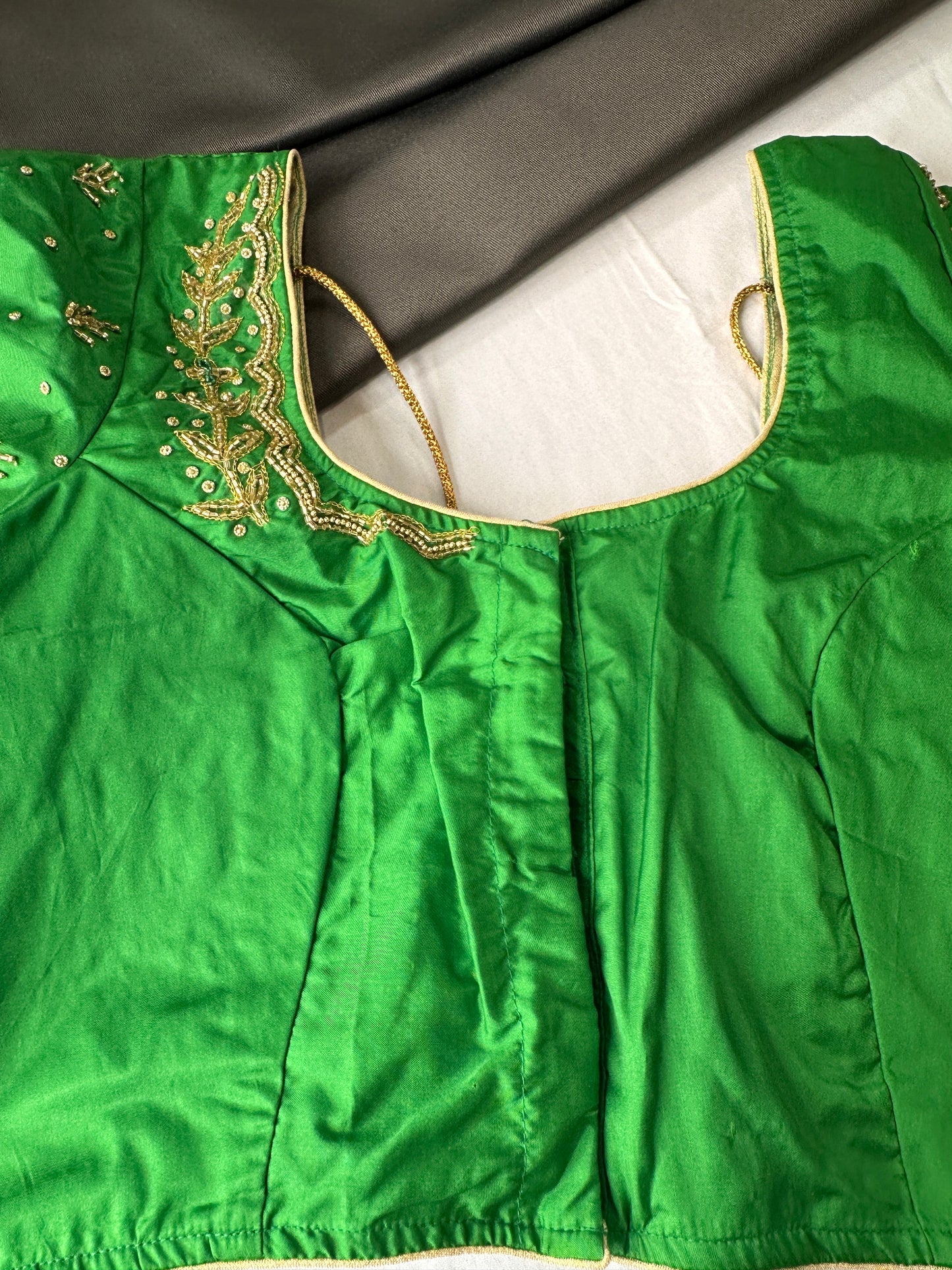 Green Silk Maggam Aari Work Blouse