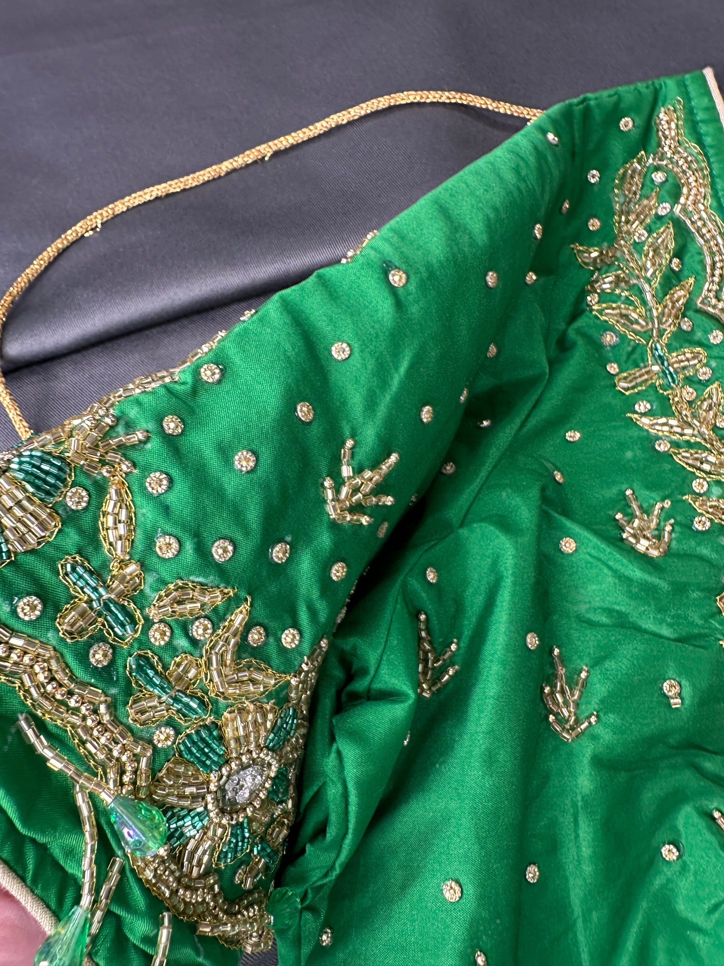 Green Silk Maggam Aari Work Blouse