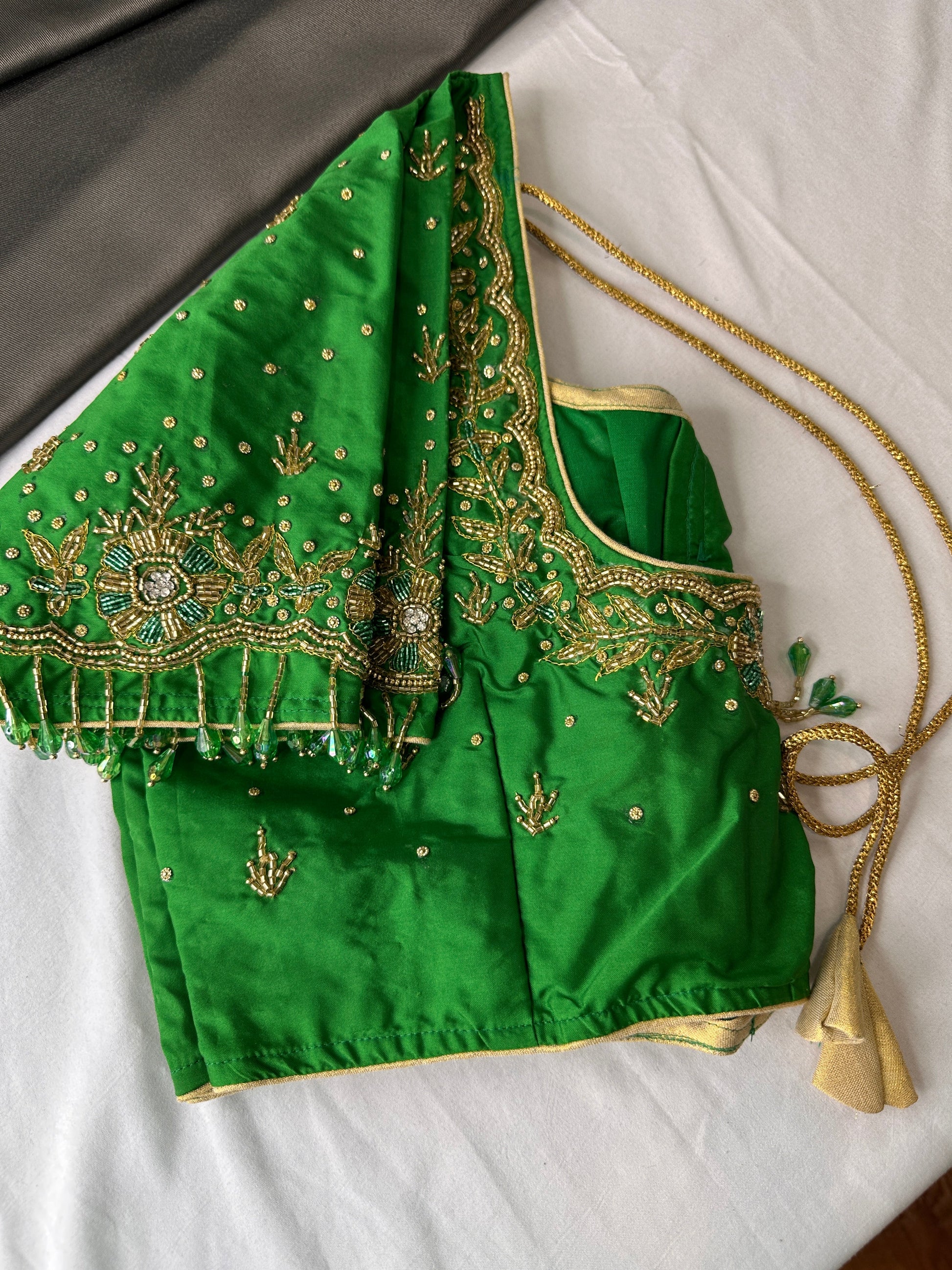 Green Silk Maggam Aari Work Blouse