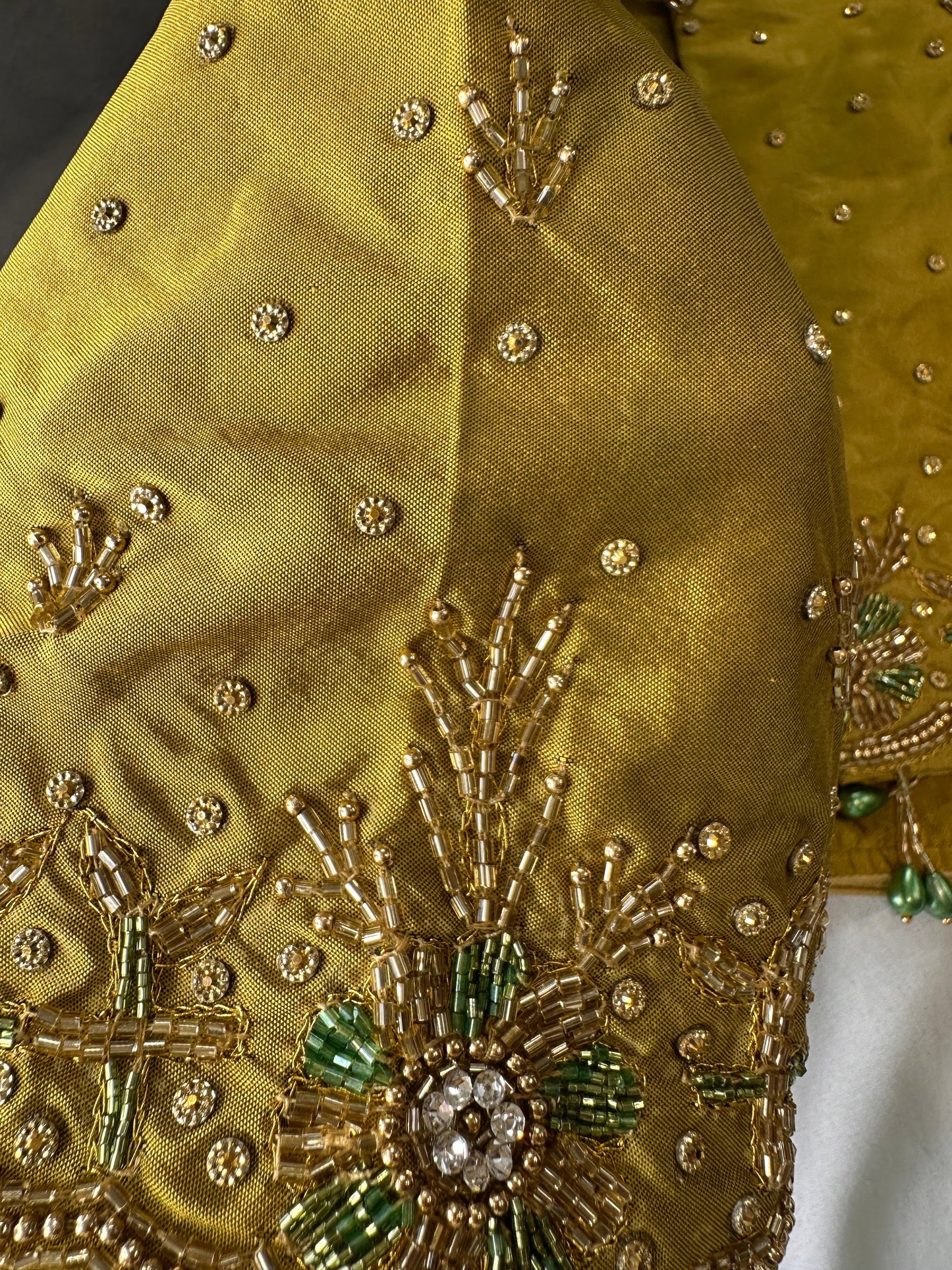 Mehendi Green Silk Maggam Aari Work Blouse