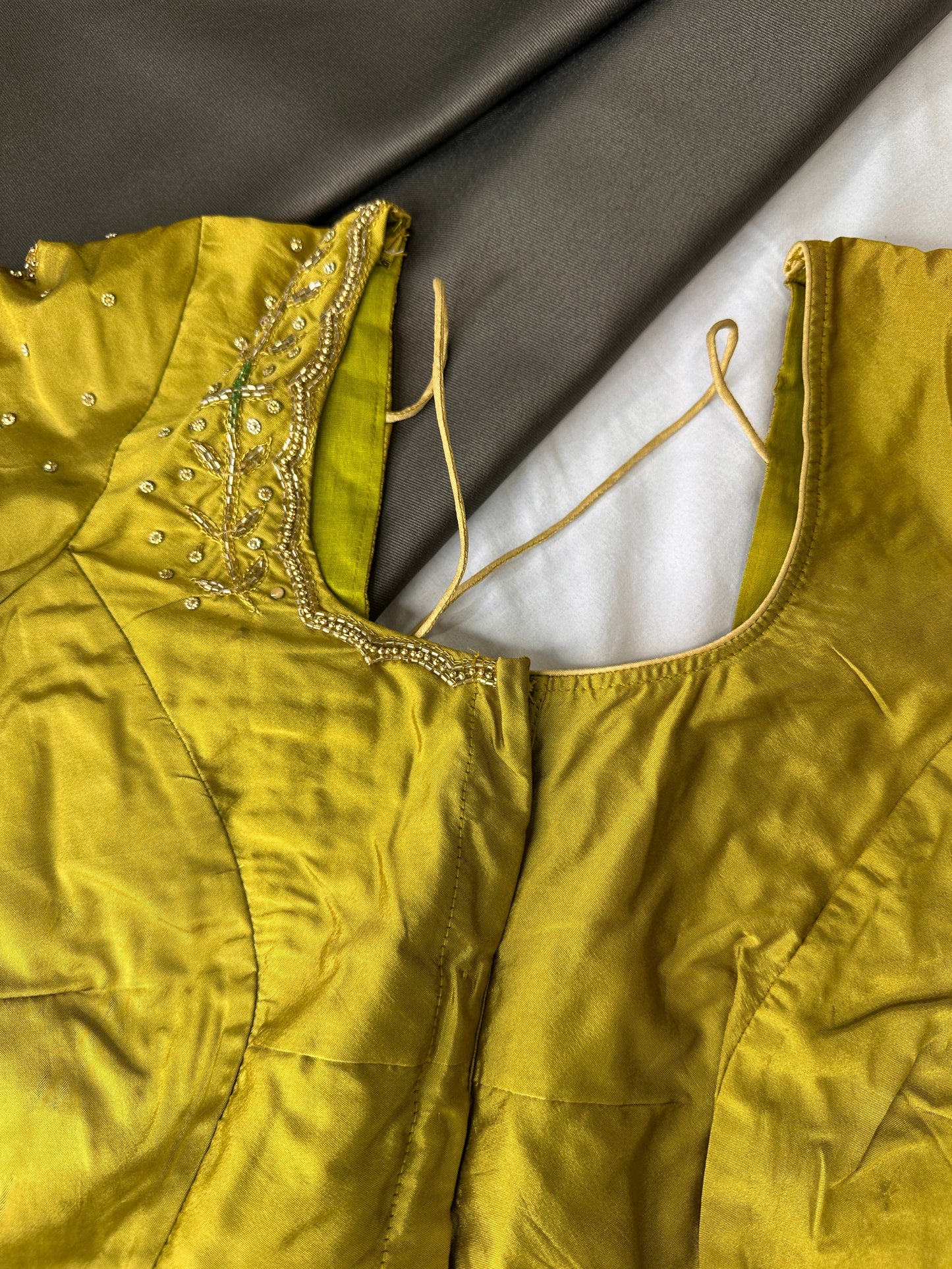 Mehendi Green Silk Maggam Aari Work Blouse