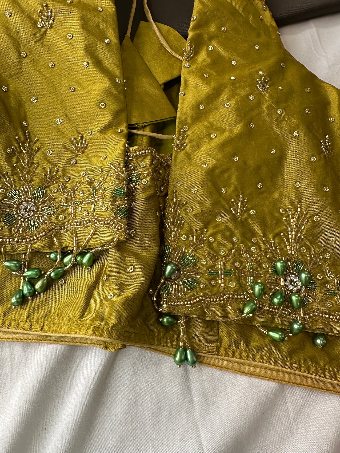 Mehendi Green Silk Maggam Aari Work Blouse