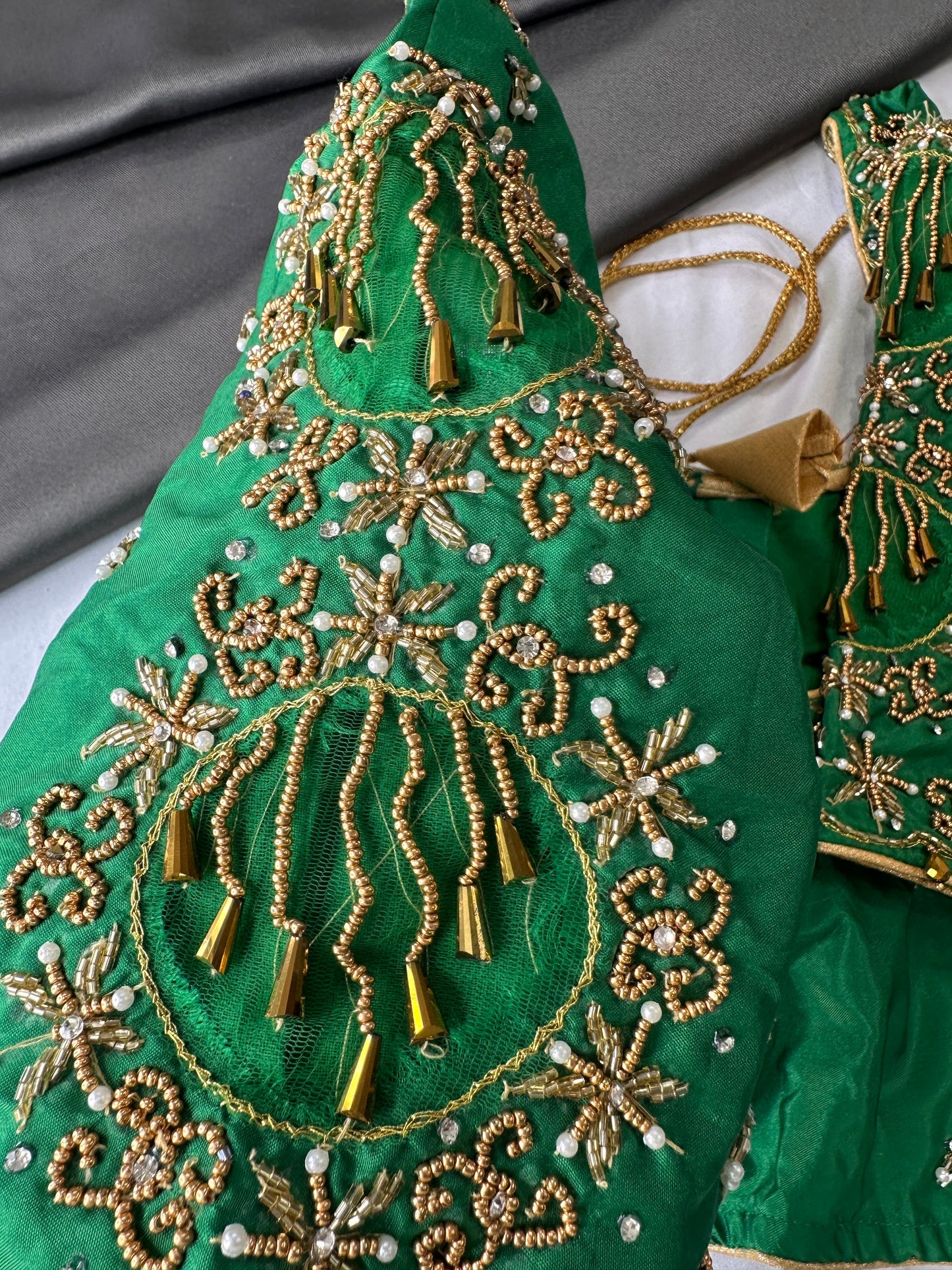 Green Silk Maggam Aari Work Blouse