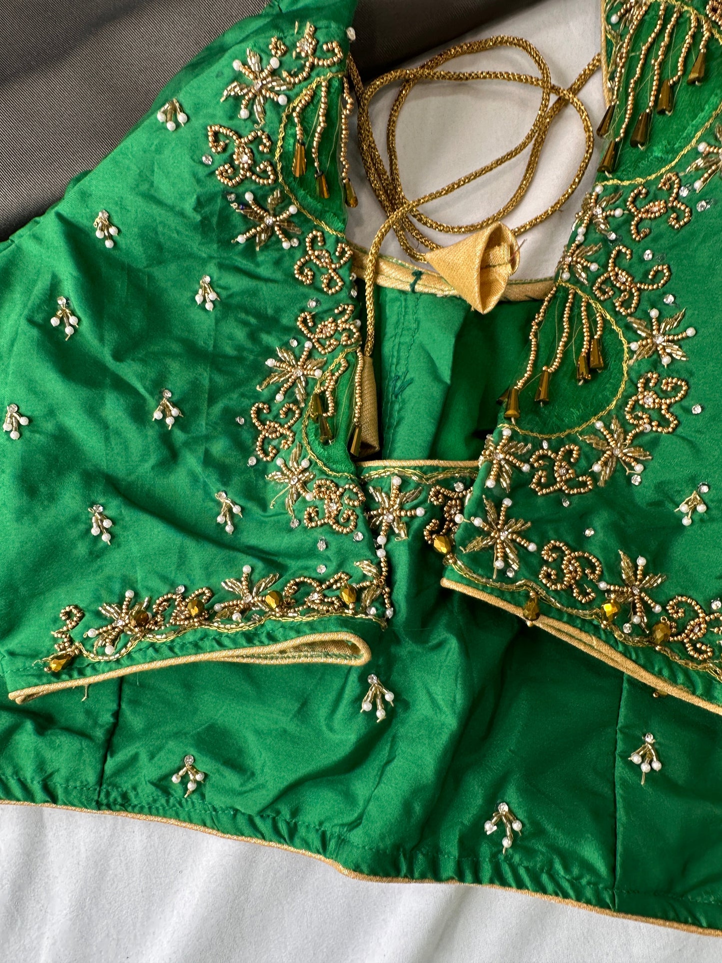 Green Silk Maggam Aari Work Blouse