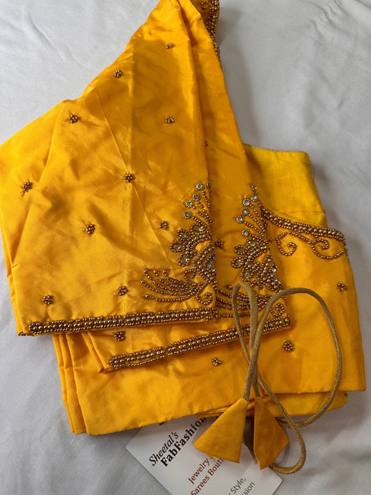 Yellow Silk Maggam Aari Work Blouse