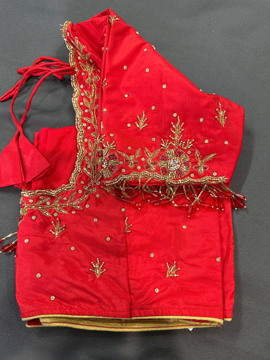 Red Silk Maggam Aari Work Blouse
