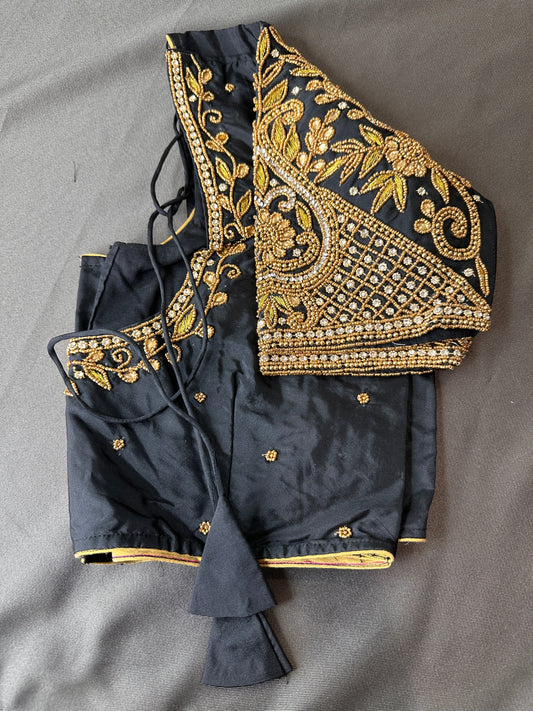 Black Silk Maggam Aari Work Blouse