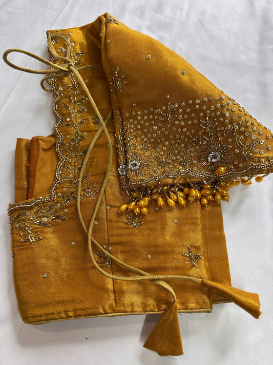 Golden Silk Maggam Aari Work Blouse