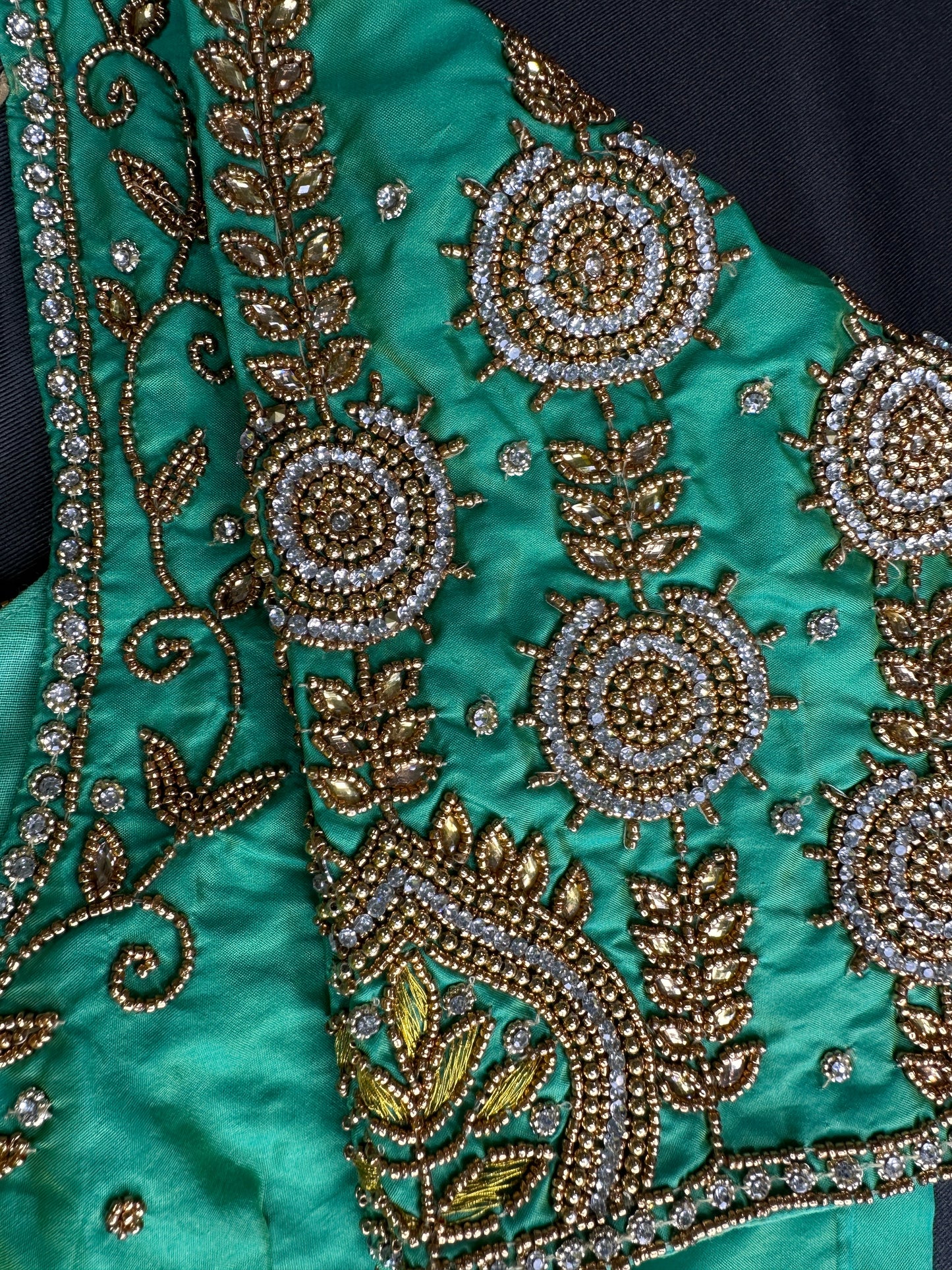 Light Green Silk Maggam Aari Work Blouse